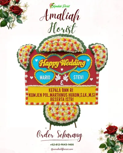 Karangan Papan Bunga Pernikahan di Kedungbanteng